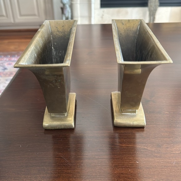 Rare Vintage Pair 2 Chinese Solid Brass Early 20th C. Chinese Vessels/Vase/Decor - Picture 8 of 8